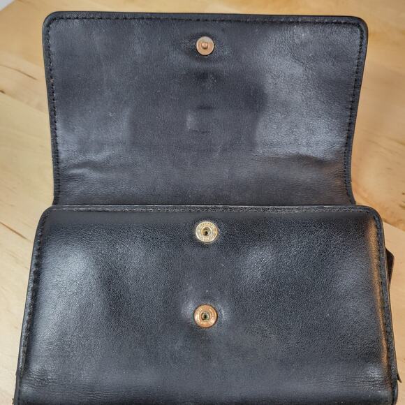 Vintage Coach Crossbody Wallet‎ Womens 6"x4" Black Envelope Leather TriFold Bag - Picture 10 of 12
